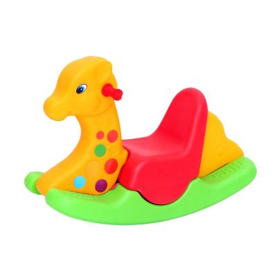 China Ride On Toy Tricolor Rocking Horse Toddler Rocking Chair Plastic Animal Kids Ride On Balance Toy For Kindergarten for sale