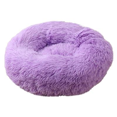 China Breathable Cats Beds Cat Bed Plush Faux Fur Dog Donut Deep Sleep Pet Nest Comfortable Warm for sale