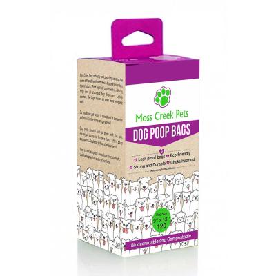 China Sustainable compostable doggie doggie poop waste poo bag with tie handle custom printed EN13432 OK COMPOST Certificated for sale