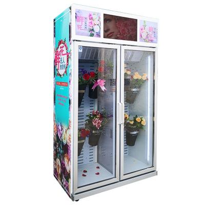 China Used Fridge Freezers Flower Display Fridge Double Door Used Fridge Freezers Custom Vending Machine for sale