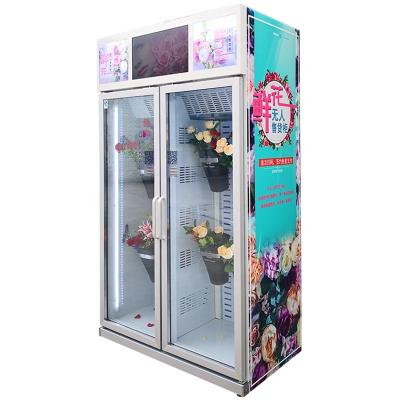 China Commercial Glass Flower Refrigerator Display Cooler Door Freezer Flower Fridge Display Cooler Vending Machine Flower for sale