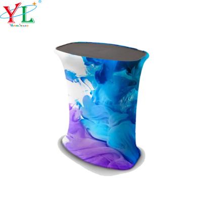 China Outdoor and indoor activity promote hot trade show lighting booth fabric promotion front sale table counter for sale