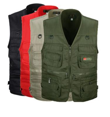 Chine 100% coton gilet de travail vert de l'armée personnalisé 8 poches plus taille gilets pour hommes à vendre