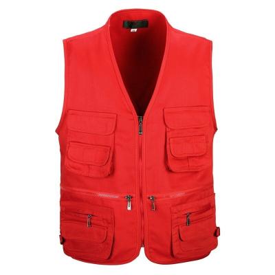 China Outdoor Men's Multi Pocket Cotton Fishing Photography Jacket Vest Plus Size Waistcoats for sale