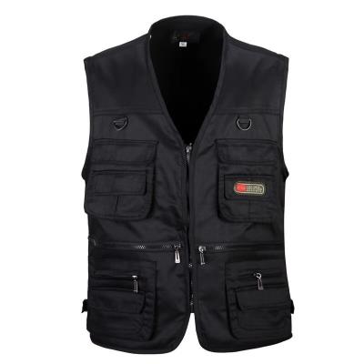 China Custom Design Mensen Multi Pocket Cotton Vissen Fotografie Vest met Zipper sluiting Te koop