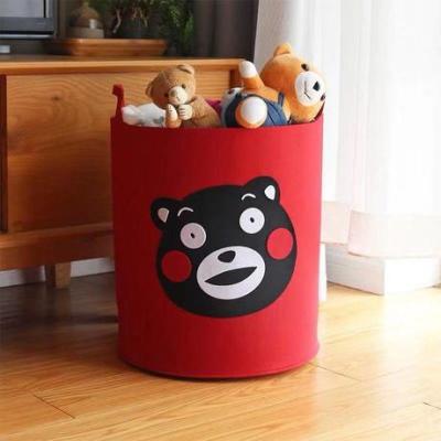 China Sustainable Wholesale Foldable Felt Basket Children's Round Laundry Eco-Friendly Toy Storage Basket Storage Bags for sale