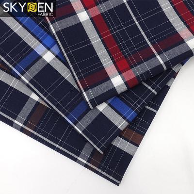 China Skygen Anti-Static Plaid Porcelain Fabric Cotton Fabric Check Shirts Plaid Online Fabric For Men for sale