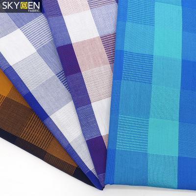 China Skygen Pure 110 Gsm Cheap Quality Mercerized Cotton Yarn Dyed Wholesale Woven Plaid Fabric for sale