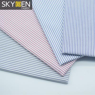 China Stock Hot Sale Ready Anti-Static Thread Dyed Striped Linen Fabric 100 Cotton For Men Shirts for sale