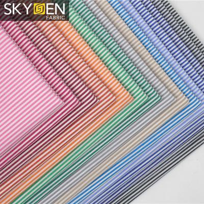 China Skygen Anti-Static Shirt Cloth Clothes Fabrics Chat Dye Stripes Cloth Fabric 100% Cotton Clothing Striped Material for sale