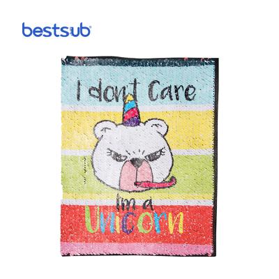 China BestSub Viable Wholesale Custom Personalized Sublimation Blanks Rect Flip Sequins Adhesive Dark Blue with White for sale