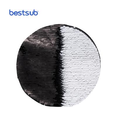 China BestSub Viable Custom Made Black With White Round Flip Sequin Fabric Adhesive Hearts Dress BJLP1922R-K for sale