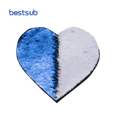 China BestSub Handmade Wholesale Customized Dark Blue Sublimation Blanks With Flip Sequin Hearts Fabric Adhesive White Dress BJLP1922H-B for sale