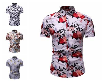 China Floral Summer Anti-Pilling Formal Printed Casual Short Sleeve Shirts For Men Slim Type for sale