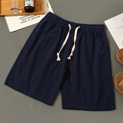 China Anti-wrinkle men's cotton and beach linen pants men's Korean simple five cent shorts factory direct sales for sale