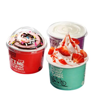 China Wholesale Biodegradable Ice Cream Degradable Green Paper Cup With Your Logo With Paper /Plastic Lids for sale