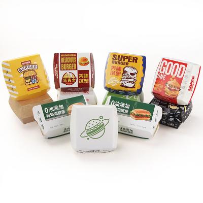 China Disposable Customized Hamburger Packaging Box With Food Packaging Box Environmental Protection Hamburger Packaging Box for sale