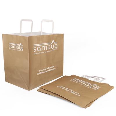 China Recyclable Factory Price Brown / White Custom Kraft Paper Bag With Logo Printed Kraft Paper Bag With Handle for sale