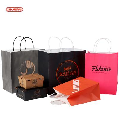 China Recycled Custom Size and Materials Logo Kraft Paper Bag, Wholesale Food Paper Bag, Recycled Shopping Paper Bag for sale