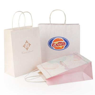 China Recyclable China Supplier Custom Logo Brown Kraft Paper Bags With Handle Custom Logo Paper Bag Rope for sale