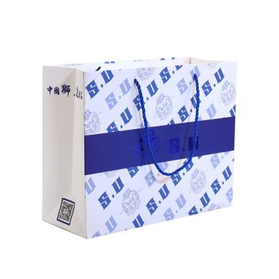 China Disposable Recyclable Kraft Paper Bag With Your Own Logo , Custom Shopping Paper Bag For Food With Handle for sale