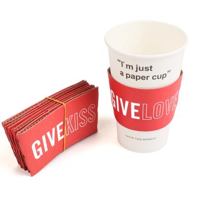 China 100% biodegradable disposable eco friendly stocked customs printed disposable hot and cold die cut coffee eco cupsleeve with your own logo for sale