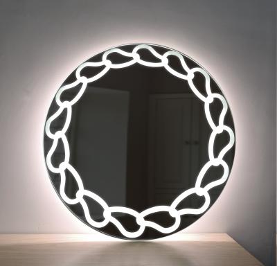 China ETL CE Custom Modern Round Decor Hotel LED Bathroom Magnifying Wall Mounted Mirror for sale