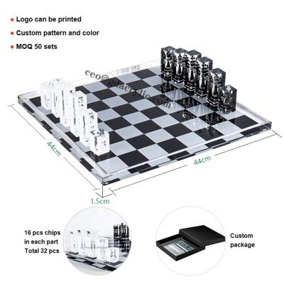 China China Luxury Inventory Wholesale Custom Crystal Acrylic Chess Game Board Set for sale