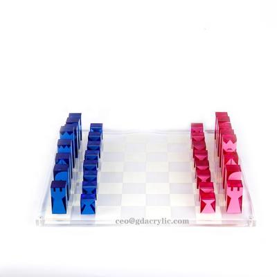 China Custom Clear 3D Chess Pieces Figures Acrylic Resin Chessboard for sale