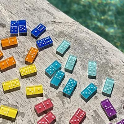 China Gift OEM Customized Stackable Chip Neon Dominos Acrylic Domino Blocks Set for sale