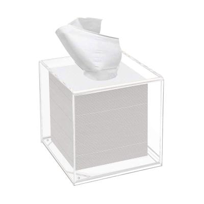 China Custom magic acrylic bix cover transparent acrylic tissue cube tissue box for sale