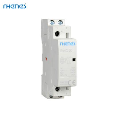 China RHENES High Quality Household DIN Modular Rail Mounting AC 1M 2P 20A Mini Contactor Ev4C-20 for sale