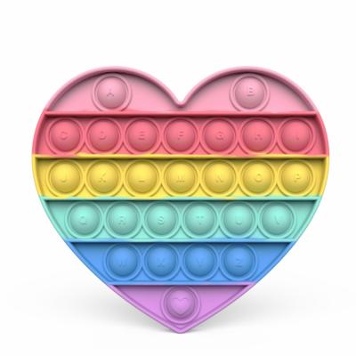 China 2021 New Design Heart Shape Rainbow Heart Shape Push Bubble Stress Stress Relief Sensory Toys Set for sale