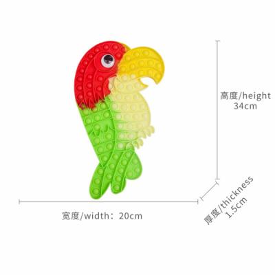 China Playing AA008 Hot Sale 30CM Rainbow Color Stress Relieve Push Bubble Toy Large Animals Parrot Fidget Antistress Toy for sale