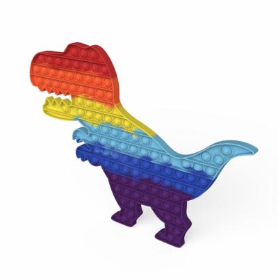 China Hot Sale Rainbow Stress Relaxing Pushing Bubble Game Dinosaur Large Size Toy For Kids for sale