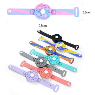 China New Silicone Relaxation Squeeze Hand Restless Person Watch Strap Sensory Bubble Bracelet Rotating Energetic Toy Game for sale