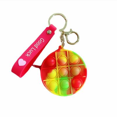 China SS001 Hot Sale Mini Push Bubble Autism Stress Relief Wallet Key Chain Silicone Busty Person Coin Purse Antistress Game for sale