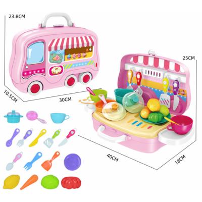 China Playing New Design Girls Pretend Play Cooking Game Toy Suitcase Design Kitchen Toys for Children Education with Accessories for sale