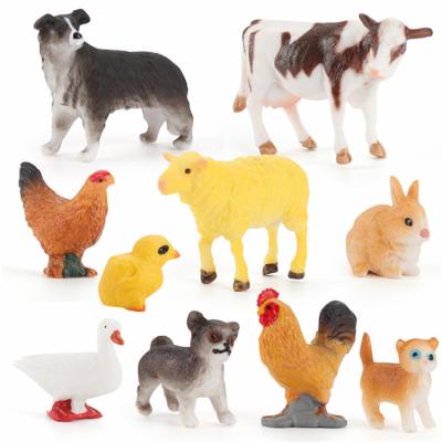 China Children's Sand Table Farm Mini Animal Model Cow Sheep Rabbit Dog Duck Goose Solid Animal Toy Desktop Game for sale