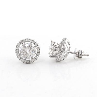 China CLASSIC Earrings For Women 2022 Trendy Round White Gold Stud Earring 14K Brilliant Moissanite Earring Stud Cut Moissanite Earring for sale