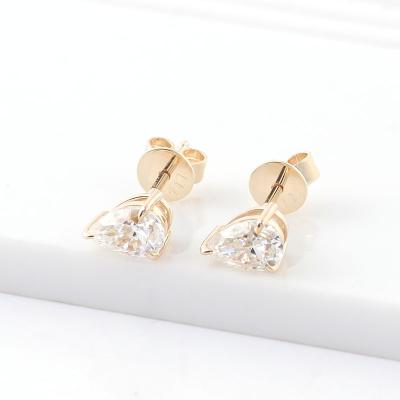 China 2022 CLASSIC Statement Earrings Shape Jewelry Stud Earring For Women 10K Gold Pear Custom Moissanite Diamond Earring Pear Cut for sale