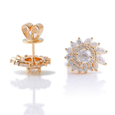 China CLASSIC Hot Sale Fashion Jewelry Moissanite Diamond Earrings 14K Yellow Gold Stud Earrings For Women 2022 for sale