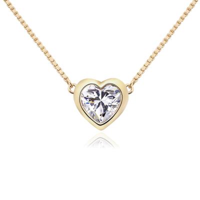 China CLASSIC Fashion Luxury 14K Yellow Gold Pendant Heart Cut 6.5mm Moissanite Women Necklace for sale