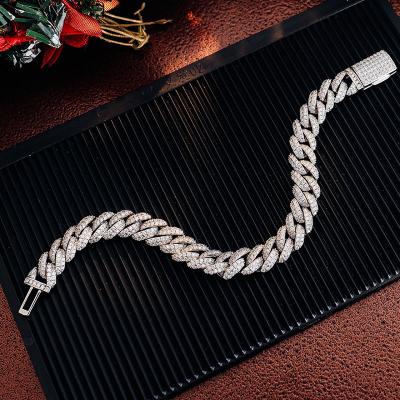 China CLASSIC 925 Sterling Silver Iced Out Hip Miami Cuban Chain Necklace Moissanite 10MM Cuban Chain Scarf For Gift for sale