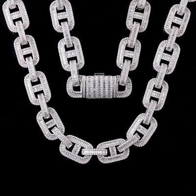 China High Quality CLASSIC Sterling Silver Hip Hop VVS Moissanite Diamond Cuban Link Chain Thick Miami Necklace For Women for sale