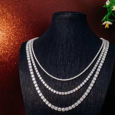 China CLASSIC 3mm 4mm 5mm VVS Moissanite Diamond 10K Gold Plated Hip Hop Jewelry Tennis Necklace Chain for sale