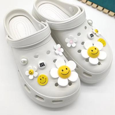 China Custom Wholesale Popular Diy Clog Charm PVC With Resin Flower Shoe Charms Decoration Accessories For Croc Shoe for sale