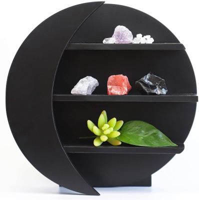 China Modular Black Wood Crystal Forest Mandala Full Moon Shelf for Wall or Table Top for sale