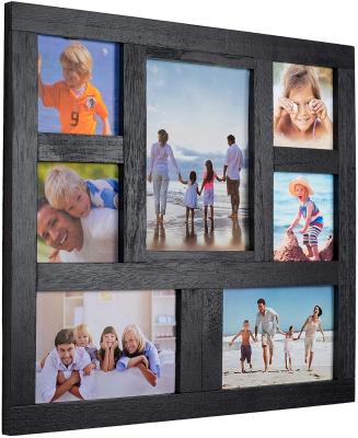 China Wholesale Rustic Distressed Black Wood Collage Picture Photo Frames for sale