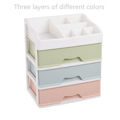 China Multi-functional Stored 1-3 Layers Makeup Arrangement Storage Box, Large Capacity Plastic Desktop Cosmetic Holder For Women for sale